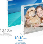 TWING Picture Frame, 8x10 Acrylic Photo Frames Horizontal Magnet Double Sided Photo Frame with Microfiber Cloth,12 + 12MM Thickness Clear Picture Frame Desktop Display