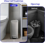 Bathroom Trash Can with Lid，5 Liter / 1.3 Gallon Small Trash Can with Removable Liner, Soft Close lid & Step Pedal, Stainless Steel Trash Bin for Bathroom,Bedroom,Home Office, Kohler Grey