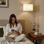 Floor Lamp for Living Room,Dimmable Gold Floor Lamp,Modern Standing Lamp with Marble Base,Tall Standing Lamp for Bedroom, Reading,Office & Kids' Room,LED Bulb Included(Gold)
