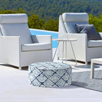 LVTXIII Inflatable Stool Ottoman Footrest with Handle, Decorative Fade-Resistant Foot Stool, Indoor or Outdoor Pouf for Home Garden and Camping Use, 21x21x9, Boho Geometry Blue