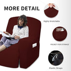 Easy-Going 4 Pieces Oversized Recliner Stretch Sofa Slipcover Sofa Cover Furniture Protector Couch Soft with Elastic Bottom Polyester Spandex Jacquard Fabric Small Checks Wine,X-Large
