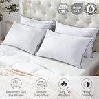 APSMILE Medium Firm Feather Down Pillows Queen Size Set of 2, Luxury Goose Feather Pillow for Sleeping, 600TC/DM Organic Cotton Cover Hotel Bed Pillow, Wrapped in Polyester (White, 20"x30")