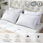 APSMILE Medium Firm Feather Down Pillows King Size Set of 2, Luxury Goose Feather Pillow for Sleeping, 600TC/DM Organic Cotton Cover Hotel Bed Pillow, Wrapped in Polyester (White, 20"x36")