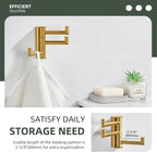 Angle Simple 3 Arms Towel Hook Brushed Gold, 304 Stainless Steel Swivel Triple Towel Holder, Folding Bathroom Hook, Wall Mount