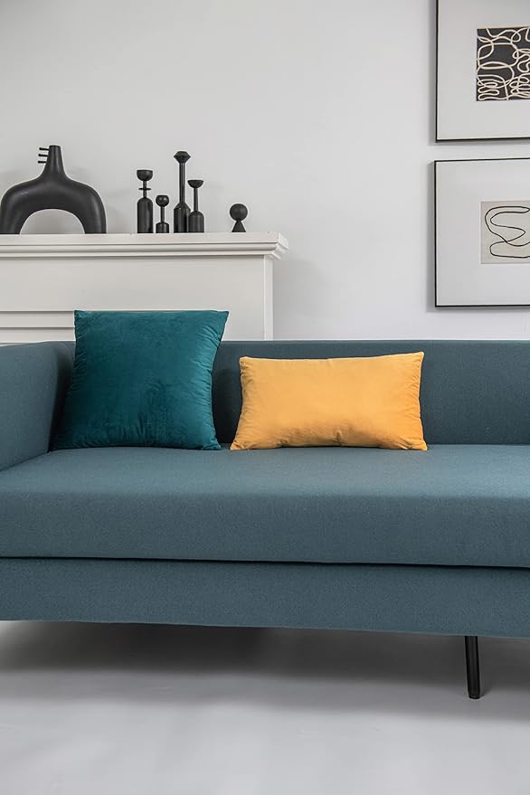 Couch Pillow Covers 12x20 Golden Yellow: 2 Pack Cozy Soft Velvet Rectangular Throw Pillow Cases for Farmhouse Home Decor