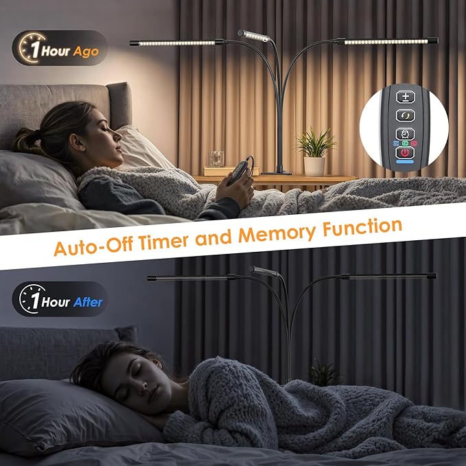 ShineTech 3-Head LED Desk Lamp with Clamp, Eye-Caring Clip-on Light for Home Office, 4 Color Modes & 6 Brightness Levels, 360° Flexible Gooseneck Desk Lights for Dorm Room, Reading, Nail, Black