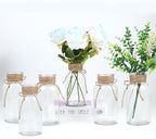 Vintage Glass Flower Vase，6 Pack FarmhouseTransparent White Glass Centerpiece Vases Mason Jars for Weddings, Parties & Home Decor Bulk (6, Transparent)