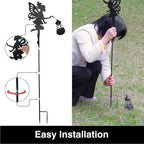 Fairy Garden Accessories Halloween Decorations Lawn Ornaments 1 Pair - Solar Lights Outdoor Garden Statue, Metal Stakes Decorative Figurines for Yard Decor, Patio (Type A Warm Lighting)