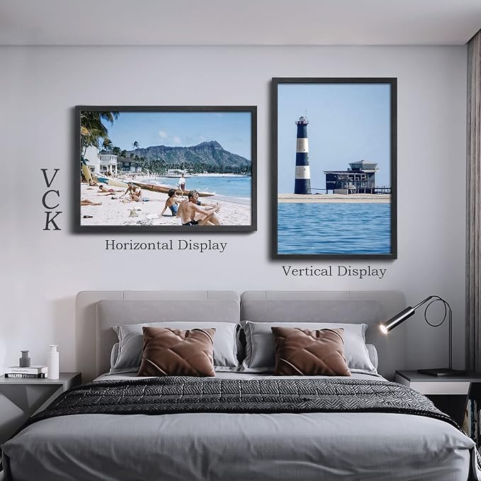 VCK 27x40 Solid Wood Poster Frames Set of 3, Exclusive Woodgrain Black Picture Frame, Wall Mounting Hanging