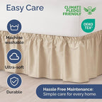 Wrap Around Dust Ruffle Bed Skirt - Cream - for Queen Size Beds with 24 Inch Drop - Easy Fit Elastic Strap - Adjustable Pleated Bedskirt w/Brushed Fabric - Wrinkle Free - for Women, Men, Kids & Teens