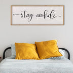 LuZhiQiang Stay Awhile Home Sign Wall Decor 40"X15" Large Solid Wood Frame For Hallway Living Room Entryway Wall Art Hanging (Wood)