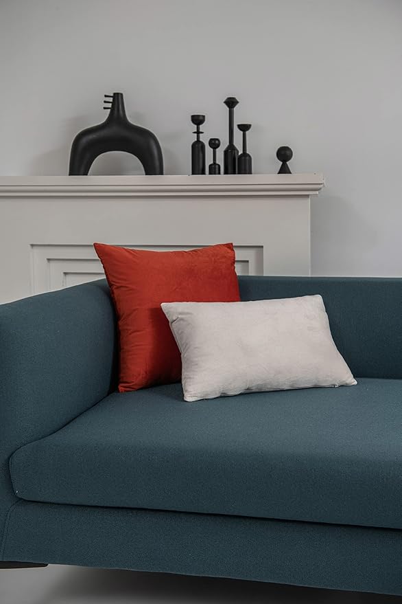 Couch Pillow Covers 12x20 Cream: 2 Pack Cozy Soft Polyester Velvet Rectangular Throw Pillow Cases for Farmhouse Home Decor