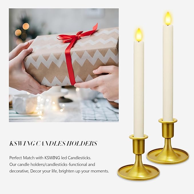 Candlestick Holders 6 PCS Short Metal Taper Candle Holders, KSWING Gold Candle Stick Holders Set, Perfect for Table Centerpiece Mantel Party Wedding Christmas Home Decor, Set of 6