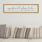 ZZJJHYWGQ Love Quotes Wall Decor My Favorite Place To Be Sign 32"×8" Couples Love Theme Plaque Modren Farmhouse Master Bedroom Above Over Bed Wood Framed Wall Art (Wood)