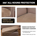 PrinceDeco Stretch Velvet Couch Cushion Covers, Soft Cushion Slipcover for Chair Loveseat Sofa Cushion Furniture Protector Seat Cushion Sofa Cover (Each Width Up to 29.5", Camel)