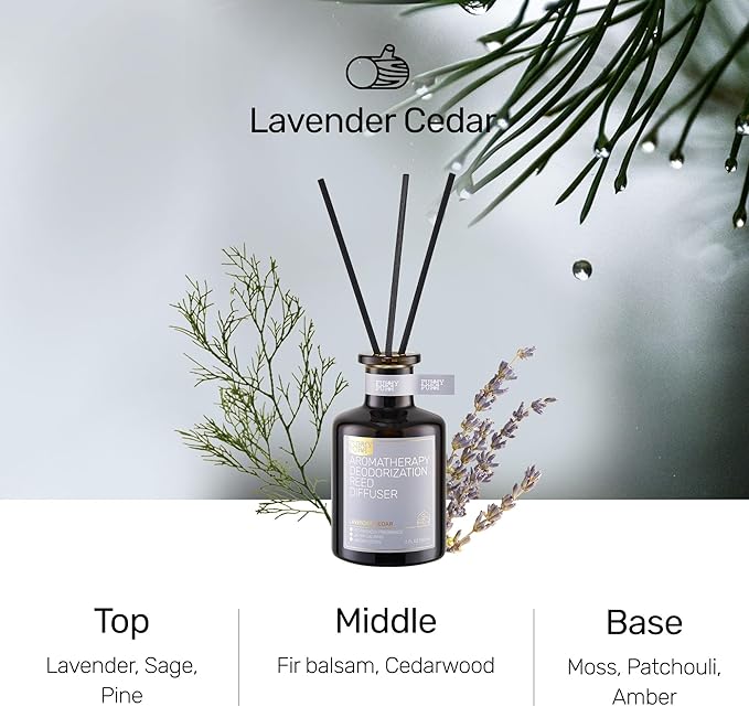 Reed Diffuser for Pet Odor Elimination, Lavender Cedar, Non-Toxic & Pet-Friendly Air Freshening, 6 Oz