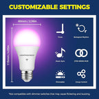Lightinginside Smart Light Bulbs 100W Equiv., 1350LM 11W Smart Bulb Works with Alexa/Google Home/Smart Life, A19 E26 RGBCW Color Changing, No Hub Required, 2.4G WiFi Bluetooth Bulb, ETL Listed, 1PC