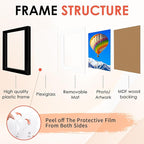 FIXSMITH 8.5x11 Picture Frame Set of 6, Black Photo Frame with HD Plexiglass, Display Pictures 5x7 with Mat or 8.5x11 Without Mat, Multi Picture Frames Collage for Wall Decor