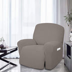 Easy-Going 4 Pieces Oversized Recliner Stretch Sofa Slipcover Sofa Cover Furniture Protector Couch Soft with Elastic Bottom Polyester Spandex Jacquard Fabric Small Checks Taupe,X-Large