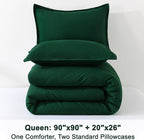 Litanika Dark Emerald Green Queen Comforter Set, 3 Pieces Solid Forest Bedding Set, All Season Fluffy Bed Set (90x90In Comforter & 2 Pillowcases)