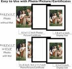 12 Packs A4 Picture Frames, Display 6x8 with Mat or 8.3x11.7 Without Mat, Gallery Wall Frame Set, 8.3 by 11.7 Frames Bulk Set of 12 Collage Wall Decor Photo Frames Set for Wall and Tabletop, Black