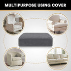 PrinceDeco Velvet Stretch Couch Cushion Cover, Sofa Slip Covers for Cushion Couch Chair Loveseat Sofa Furniture Protector Cushion Sofa Cover Each Width Up to 29.5", Grey