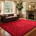 6x9 Ft Red Shag Rugs for Living Room Decor, Ultra Soft Fluffy Furry Area Rugs for Bedroom Indoor Floor, Aesthetic Carpet for Kids Nursery Dorm Home