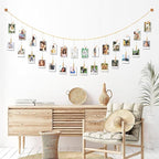 8 Feet Wooden Beads Garland with Clothespins Picture Cards Holder - Country Farmhouse Christmas Nursery Boho Holiday Decorations with Clips