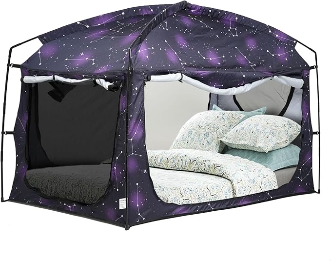 Bed Tent,Portable Privacy Sleeping Bed Canopy,Blackout 90% Drapes for Kids and Adult,Indoor Space Tent with Breathable Large Mesh Windows