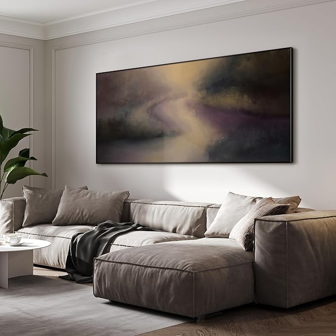 SIGNWIN 24"x46" Extra Large Framed Wall Art Golden Light River Path Dreamy Impressionist Landscape Illustration for Home Living Room Bedroom Decor (Frame Assembly Required)