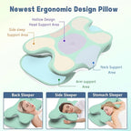 Cervical Pillow for Neck and Shoulder Pain Relief, Ergonomic Neck Pillow for Sleeping, Contour Memory Foam Cervical Pillow, Neck Pillow for Side Back Stomach Sleepers with Ice Silk Fabric (Green)