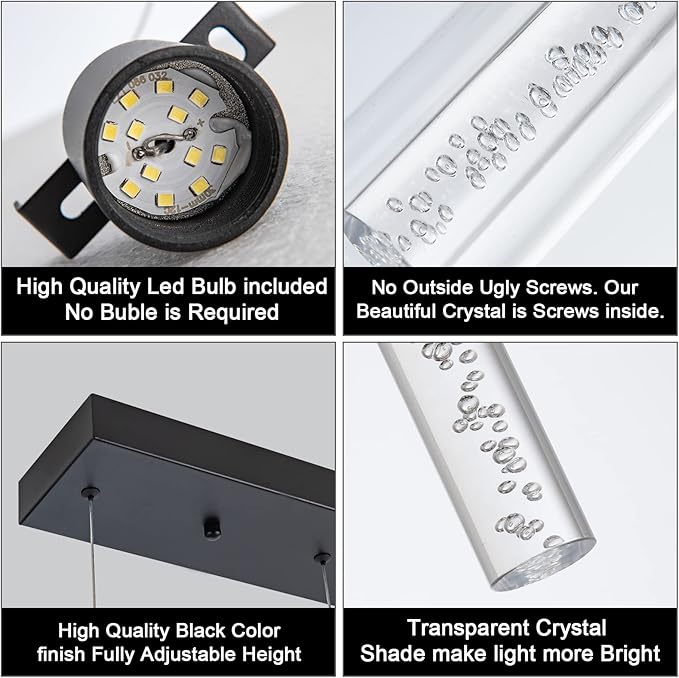 Black Pendant Light, 5-Light Pendant Lighting for Kitchen Island, Pendant Lights Kitchen Island for Dining Room, Living Room, Corridor, Cafe bar, Club, Restaurant