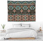 HZOHNAGO Aztec Tapestry Turquoise Blue and Brown and Native American Tribal Pattern Printed Wall Tapestry Wall Hanging for Bedroom Living Room Dorm 80" W x 60" H