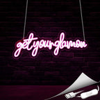 Get Your Glam On Neon Sign, Neon Signs for Wall Decor Neon Pink LED Signs Room Neon Light Up Signs Home Decor for Bedroom Club Party Bar Shop USB Operated