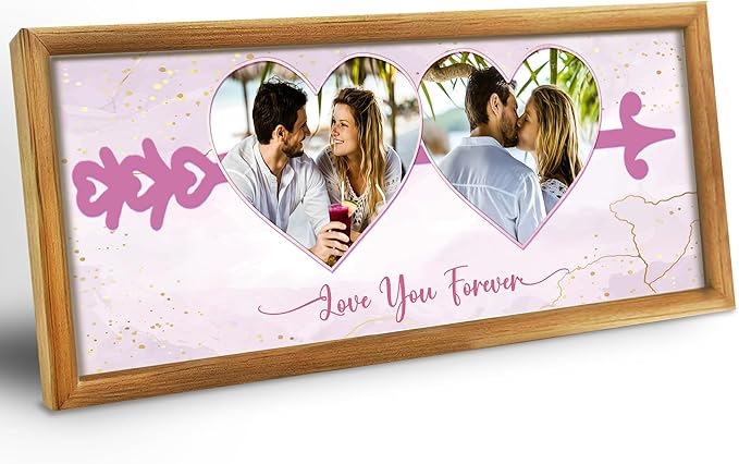 Gifts for Him/Her - Personalized Photo Frame with Love Design, Wall Mount or Tabletop Display, Romantic Gifts for Boyfriend Girlfriend Anniversary Birthday Valentine's