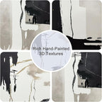 Black White Brown Framed Canvas Wall Art Set, Neutral Geometric Wall Decor, Modern Abstract Wall Painting, Minimalist Artworks for Living Room, Bedroom, Dining Room, Office - 16"x24"x3