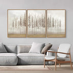 SIGNINART Large Pine Tree Framed Canvas Wall Art Set, Foggy Forest Landscape Wall Decor, Modern Beige Nature Artwork, Misty Forest Wall Painting for Living Room, Bedroom,Office 16 x24 x3