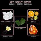 LOVSPA Reed Diffuser Set, Clean Cotton Blossom Scented Oil Diffuser with Sticks, Home Fragrance Accessories for Bathroom Shelf Decor, Aroma Diffusers for Home or Office Desk, USA Made