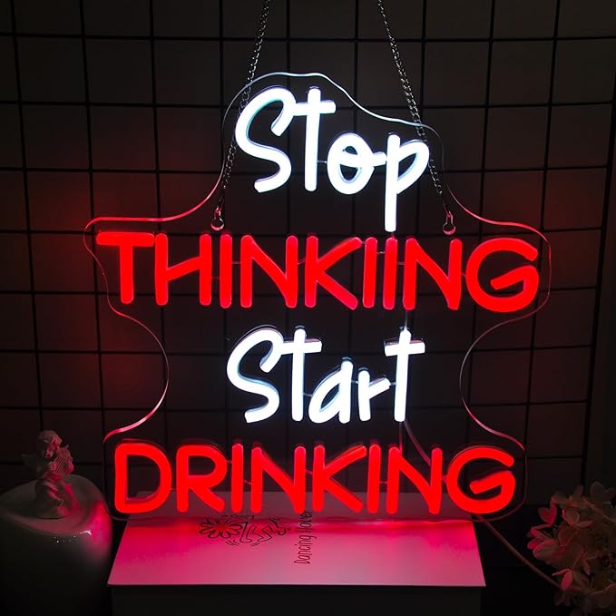 Stop Thinking Neon Sign Led Neon Lights Neon Signs for Wall Decor Light Up Sign for Birthday Party Club Gift