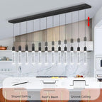 Modern Crystal Chandeliers LED Pendant Light for Kitchen Island Dining Room Entrance Foyer Living Room 6000K Black