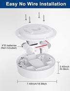 Battery Operated Motion Sensor Ceiling Light Indoor, LED Fixture Wireless Wall Light with Remote Control Brightness Dimmable Timer Setting Daylight for Closet Garage Shed, 2 Pack