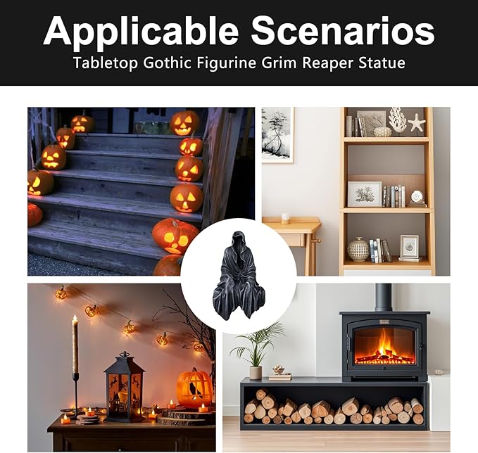 5.1 Inch Resin Tabletop Gothic Decor Sitting Statue, Resin Statue Gothic Decor, Fits On Sturdy Shelf and Has A Cool Mystic Look(2PCS)