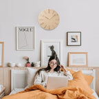 Wall Clock, Silent Clock, Wall Clocks Battery Operated， 12 inch Modern Wall Clock, Suitable for Offices, Living Rooms, Kitchens, Homes, Schools (Beige Without Second Hand)