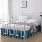 Bed Skirt King Size Ruffled Bed Skirts with Split Corners, 14 Inch Drop Dust Ruffle Bed Skirt with Platform, Teal Blue, 14'' King