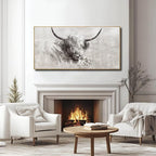 Farmhouse Wall Decor Framed Cow Artwork Grey Vintage Wall Art Canvas Flower Print Rustic Animal Pictures Style for Bedroom Dining Room 24x48 Inch