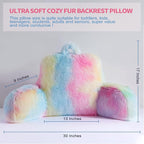 Fluffy Fur Reading Pillow for Adults & Kids Unisize, Stylish College Essentials for Girl, Fuzzy Back Pillow for Sitting in Bed, Adorable Gift for Teens, Bed Rest Sit Up Arm Support Pillow