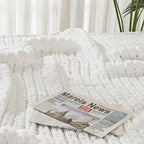 Esterra 100% Hand Knitted Chenille Throw Blanket, 50"x60", White, Polyester, Chunky Knit, Throw Blanket, 50x60 Inches