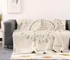 MSGKV Boho Throw Blanket for Couch Sofa Bed, 100% Cotton Blankets 80''x 90'' Woven Blankets Boho Quilt, Versatile KnitWoven Blanket, Super Soft Decorative Blanket for Chair Sofa and Living Room