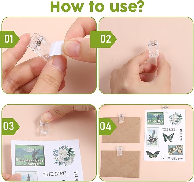 30 Pieces Self Adhesive Clips, Tapestry Wall Hanging Clips, Plastic Hanging Spring Clips Wall Clips Light Clips Photo Clips Poster Clips for Office Home Poster Photo Flag Decorations, Clear