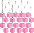 PATIKIL Place Card Holder, 20Pcs Memo Clip Holder Stand with Alligator Clasp Table Number Holders Wooden Base for Pictures Note Card Paper, Pink